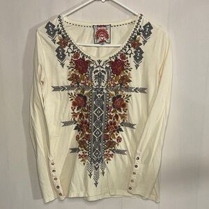 Johnny Was Long Sleeve Top Embroidered